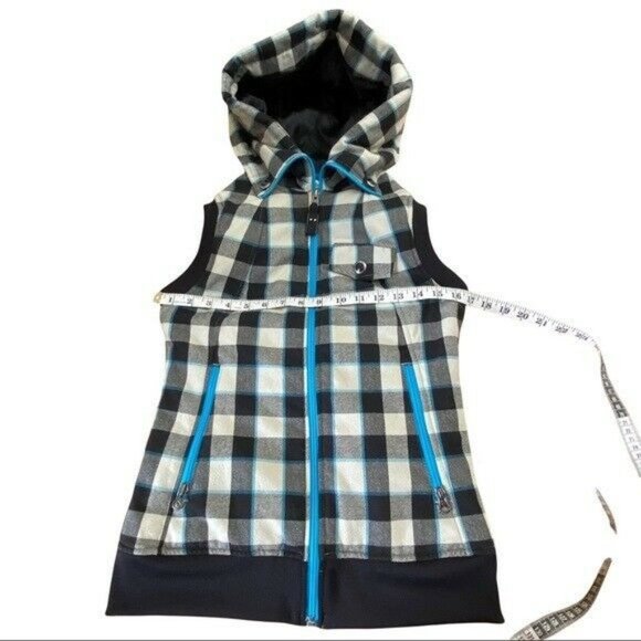 Burton Ho Chi Minh Plaid Vest Dry Ride Hooded Small EUC Ski Snowboard - Picture 8 of 12